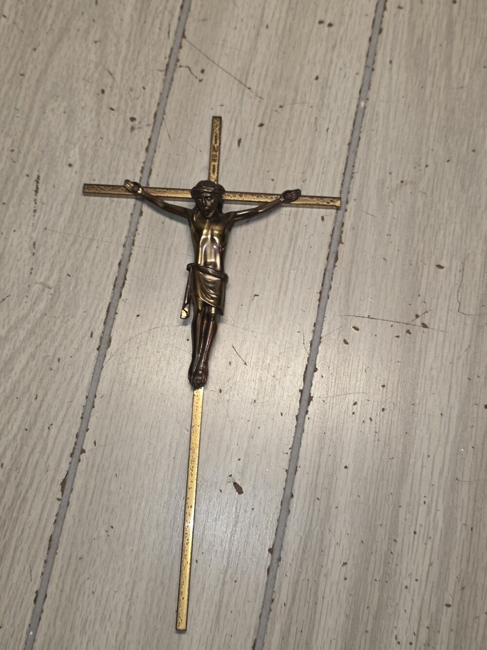 Vintage INRI Crucifix Made in Germany Cross 10" Wall Hanging Natural Patina